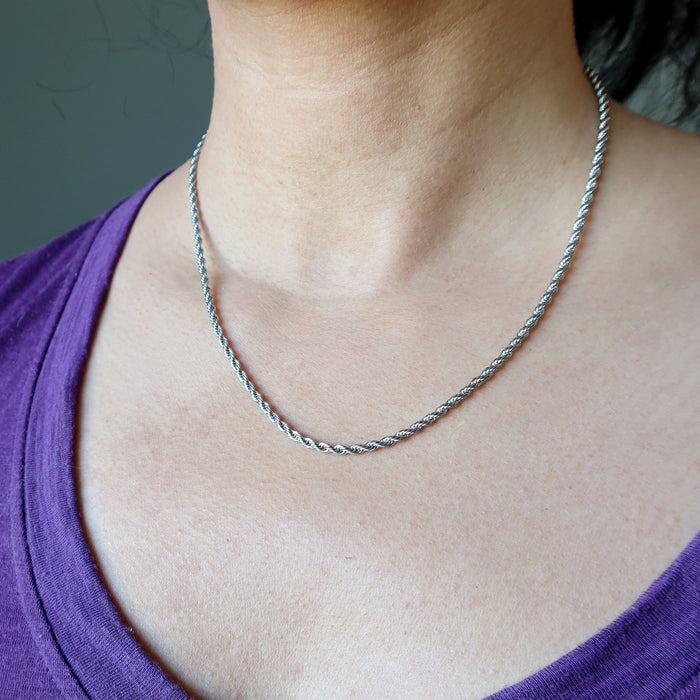 Sterling Silver Chain Necklace Sparkling Rope of Joy