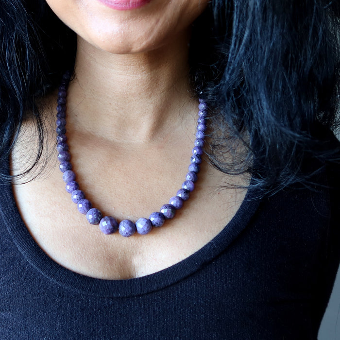 Sugilite Necklace Soul Purple Faceted Gem Sterling Silver