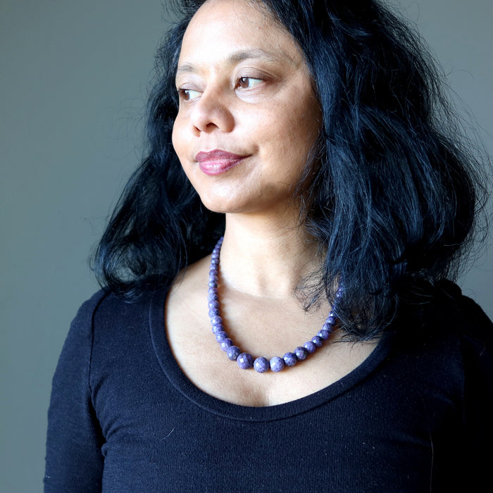 Sugilite Necklace Soul Purple Faceted Gem Sterling Silver