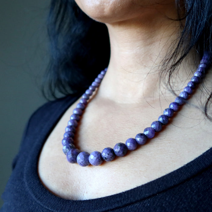 Sugilite Necklace Soul Purple Faceted Gem Sterling Silver