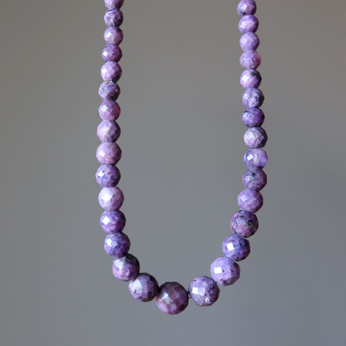 Sugilite Necklace Soul Purple Faceted Gem Sterling Silver