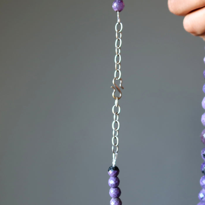 Sugilite Necklace Soul Purple Faceted Gem Sterling Silver