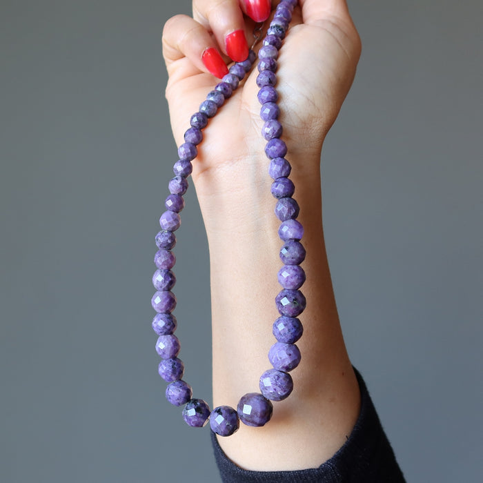 Sugilite Necklace Soul Purple Faceted Gem Sterling Silver