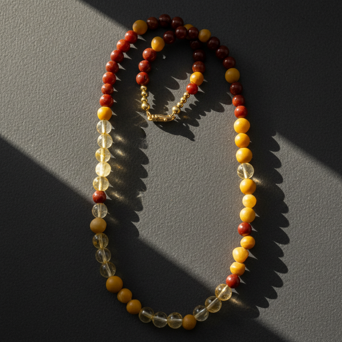 Citrine Necklace Vivid Sunset Red Yellow Jasper