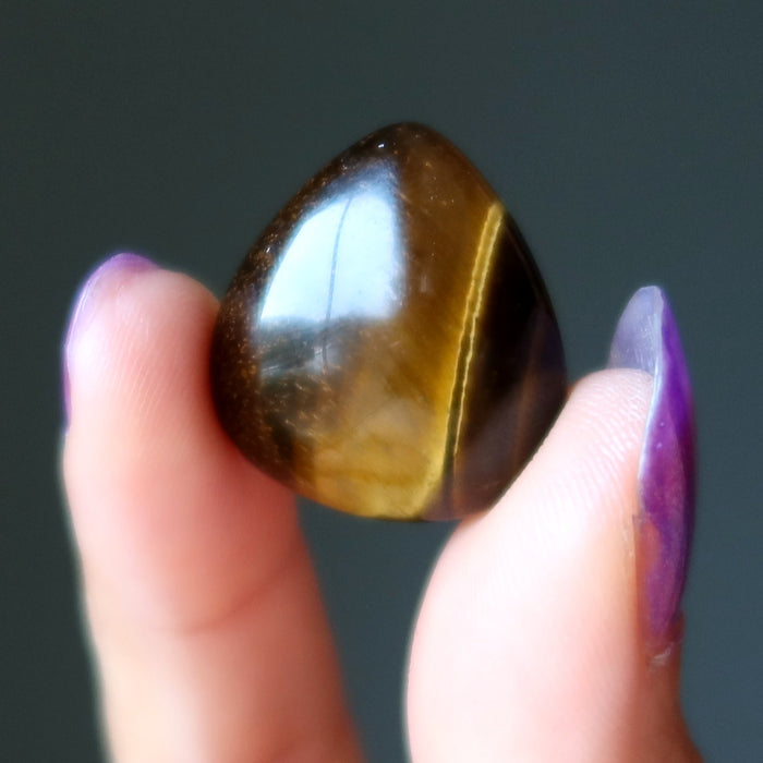 golden tigers eye pear cabochon