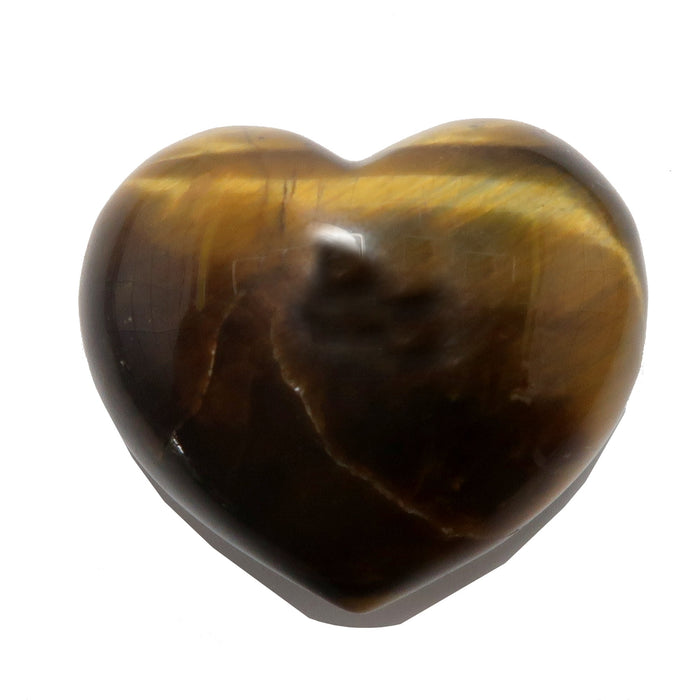 Heart-shaped tiger's eye stone on a white background
