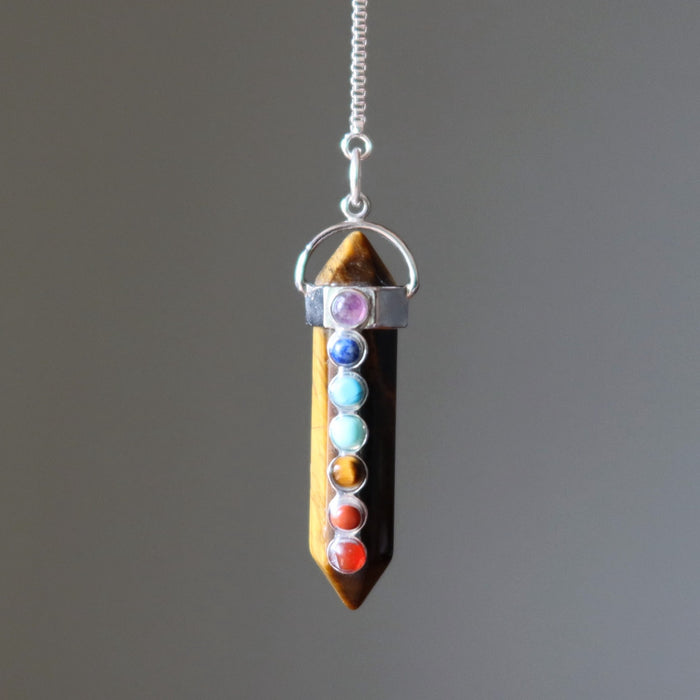 tigers eye chakra necklace pendulum
