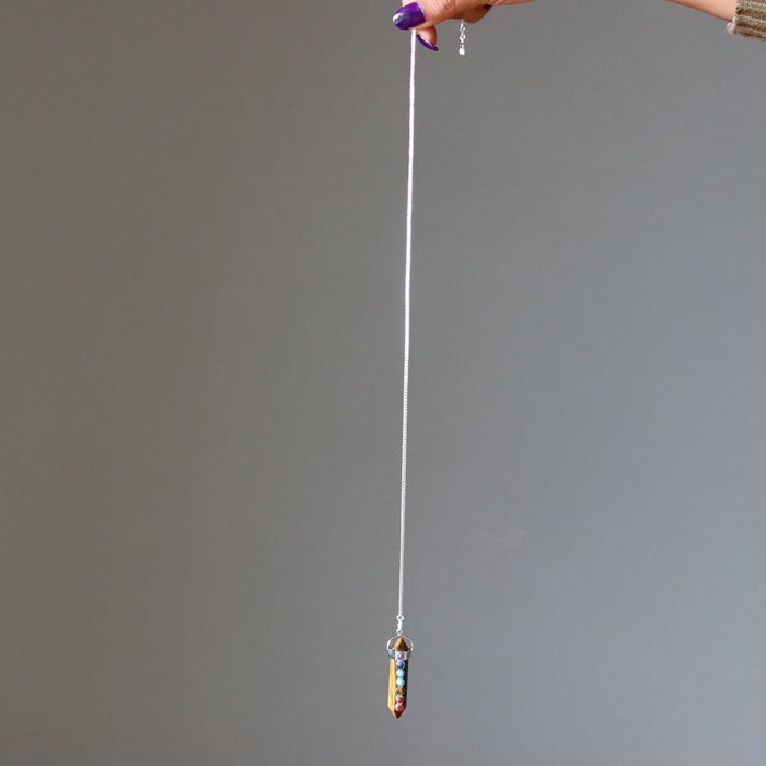 tigers eye chakra necklace pendulum