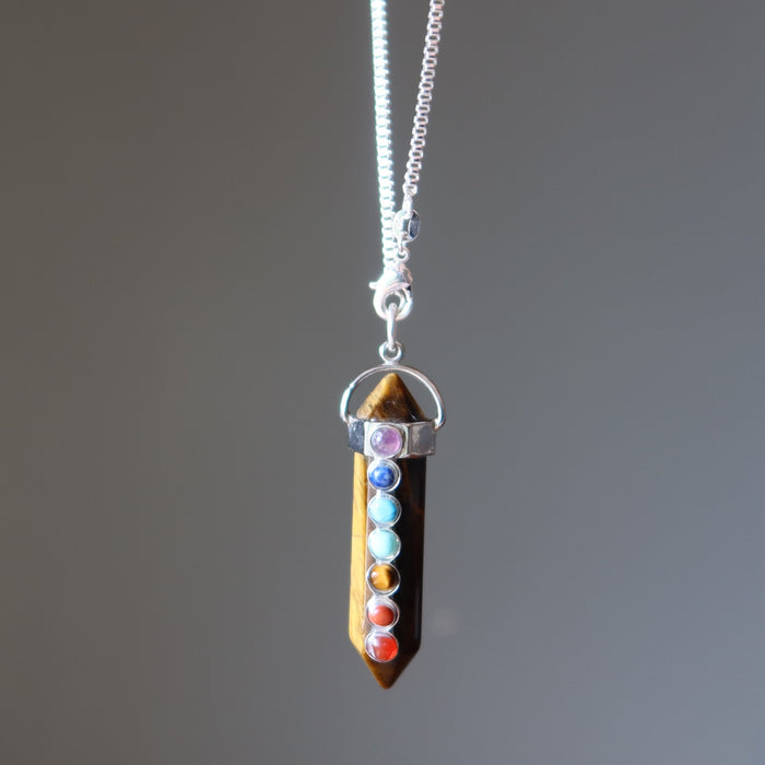tigers eye chakra necklace pendulum