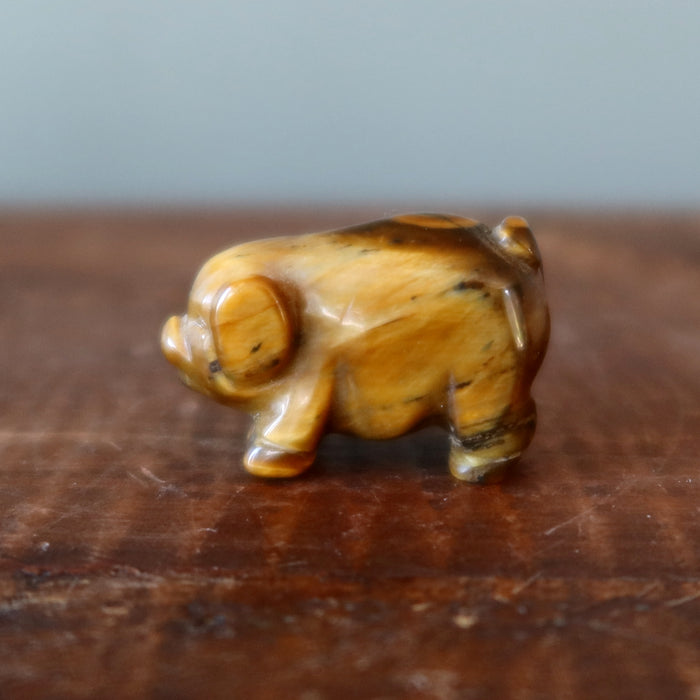 Tigers Eye Pig Prosperity Animal Golden Brown Figurine