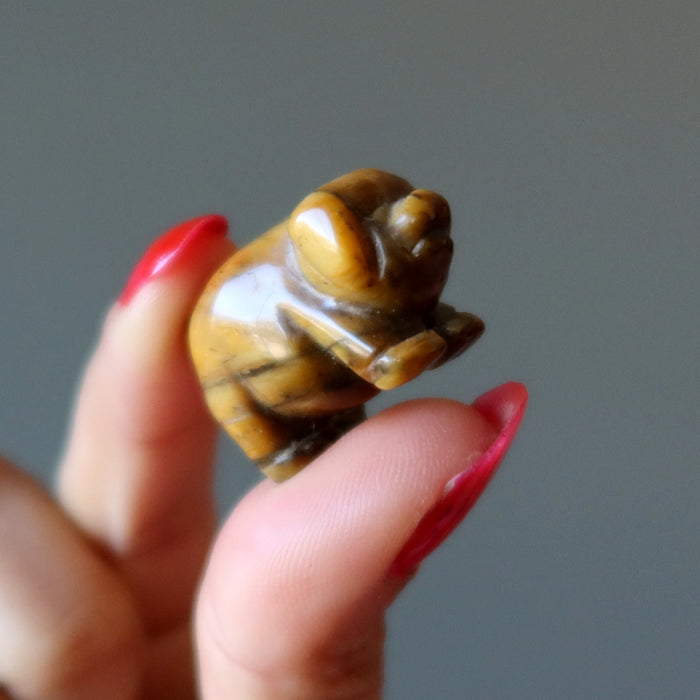 Tigers Eye Pig Prosperity Animal Golden Brown Figurine