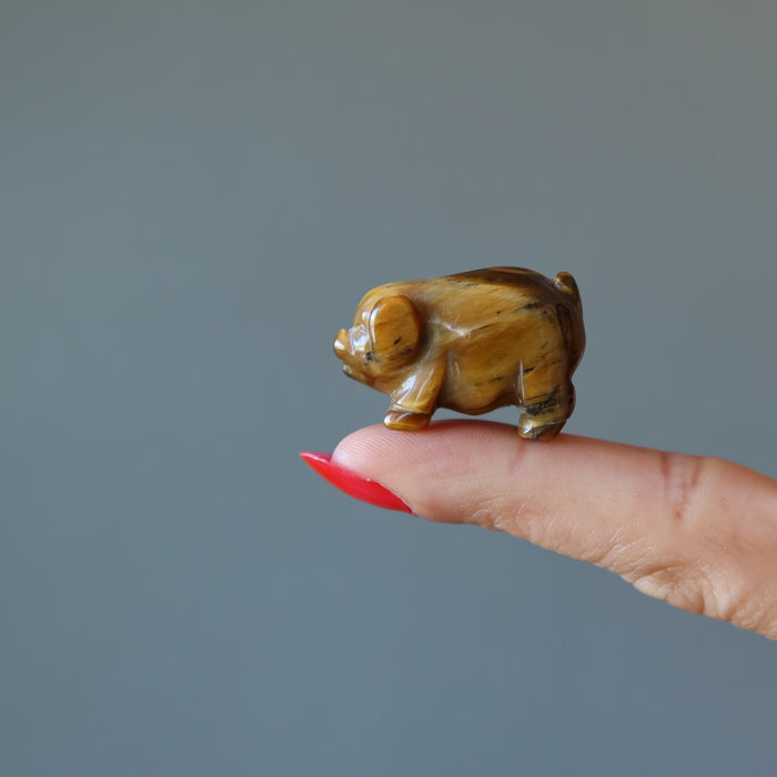 Tigers Eye Pig Prosperity Animal Golden Brown Figurine