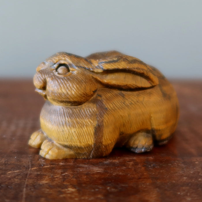 Tigers Eye Rabbit Exquisite Bunny Carving Animal Art