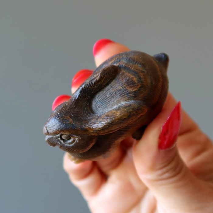 Tigers Eye Rabbit Exquisite Bunny Carving Animal Art
