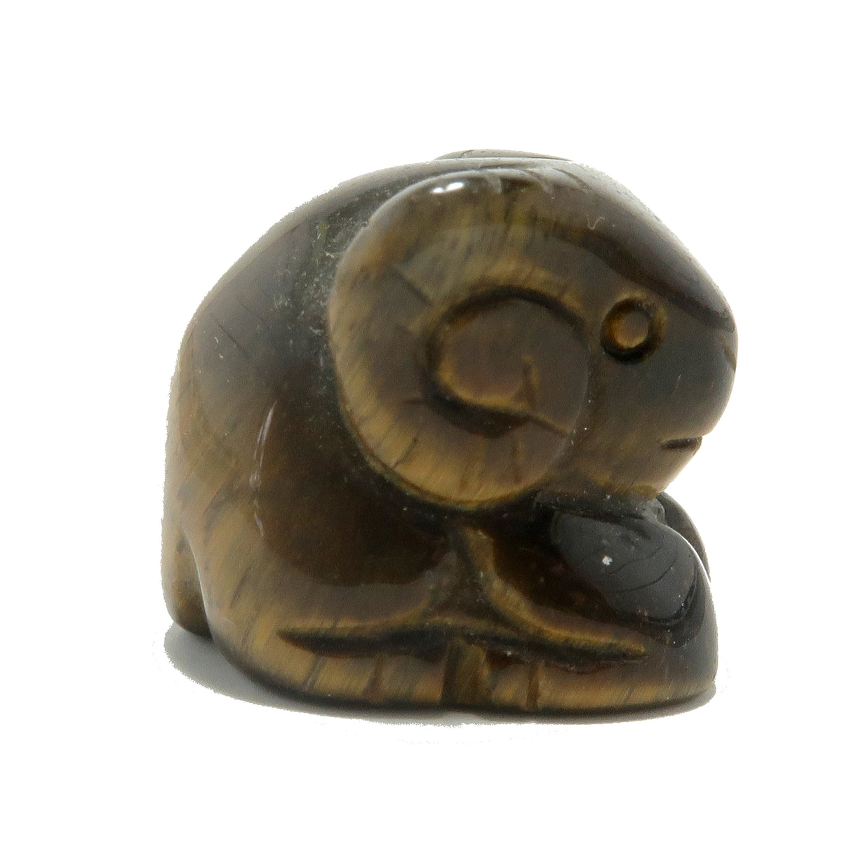 Tigers Eye Ram Cute Brown Zodiac Miniature Figurine — Satin Crystals
