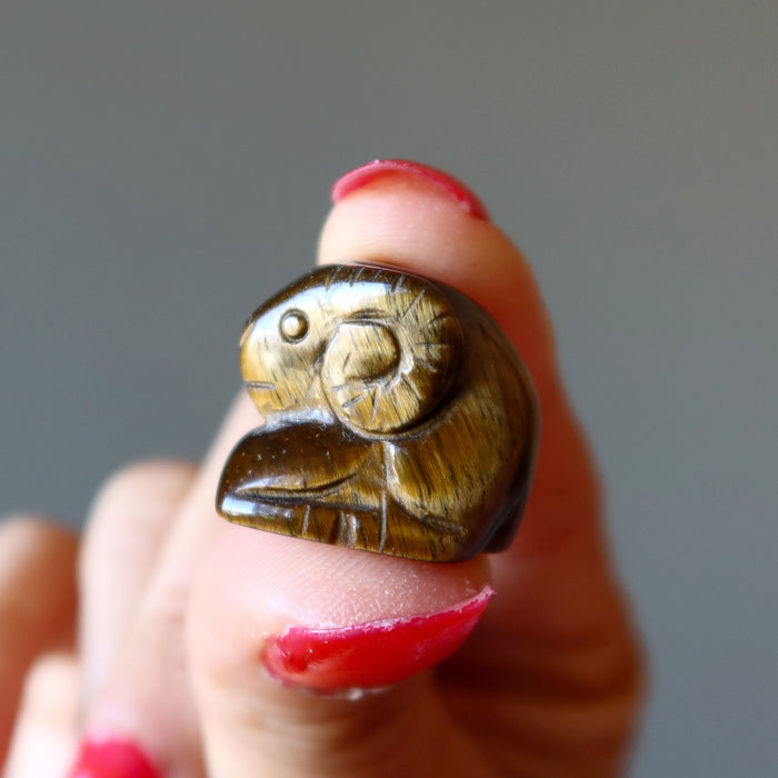 Tigers Eye Ram Cute Brown Zodiac Miniature Figurine