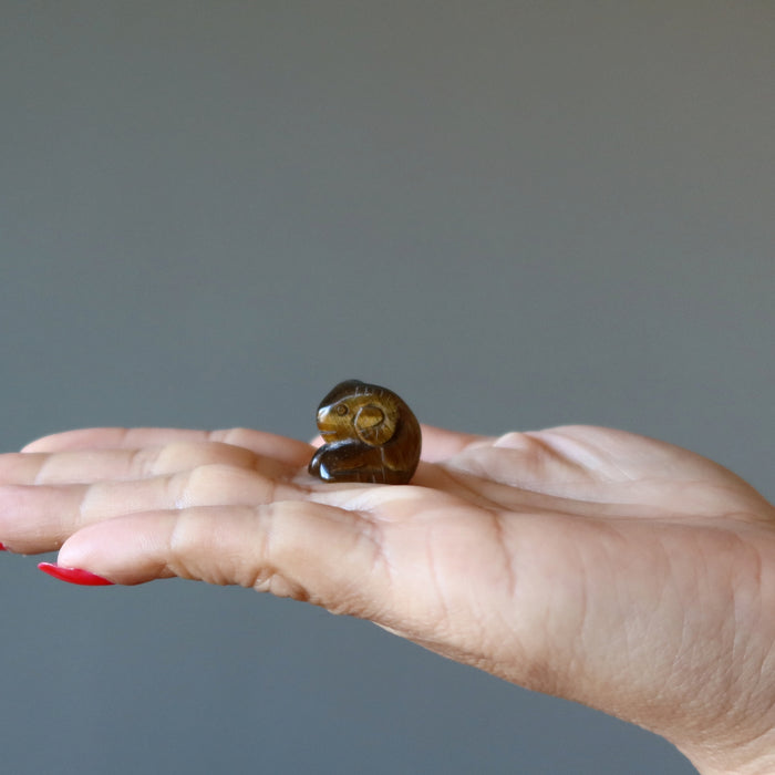Tigers Eye Ram Cute Brown Zodiac Miniature Figurine