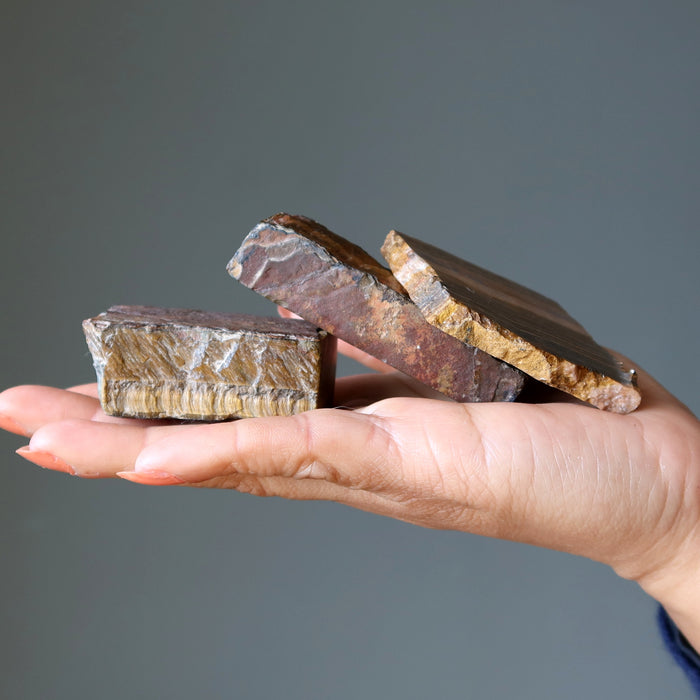 Tigers Eye Healer's Stone Bundle: Wand, Pendulum, Dragon Set of 12