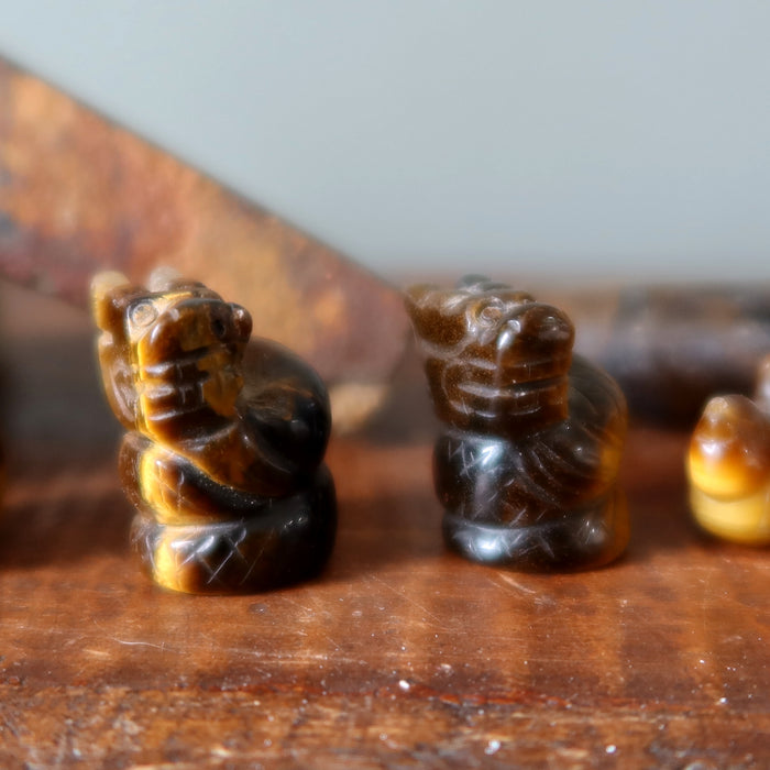 Tigers Eye Healer's Stone Bundle: Wand, Pendulum, Dragon Set of 12