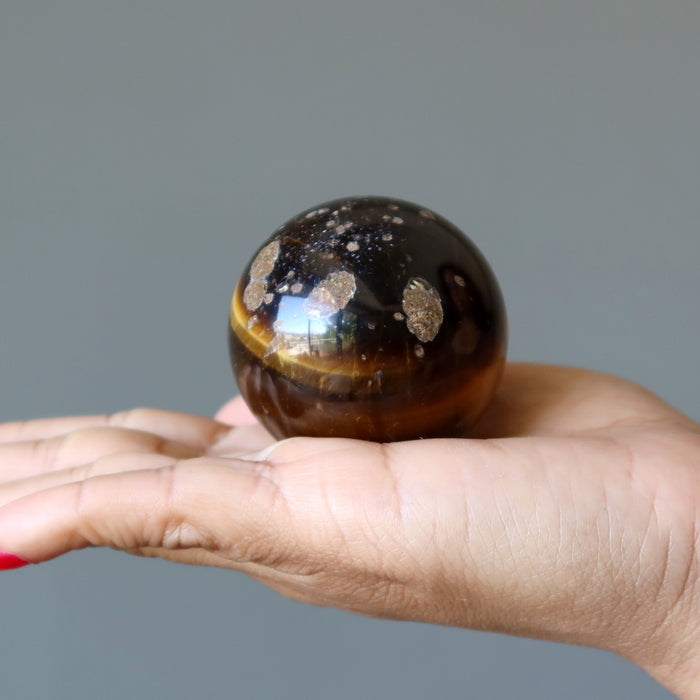 Tigers Eye Sphere Bundle of 5 Golden Brown Crystal Balls