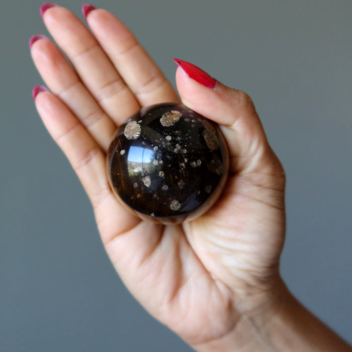 Tigers Eye Sphere Bundle of 5 Golden Brown Crystal Balls