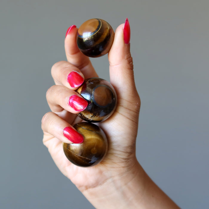 Tigers Eye Sphere Bundle of 6 Golden Brown Crystal Balls