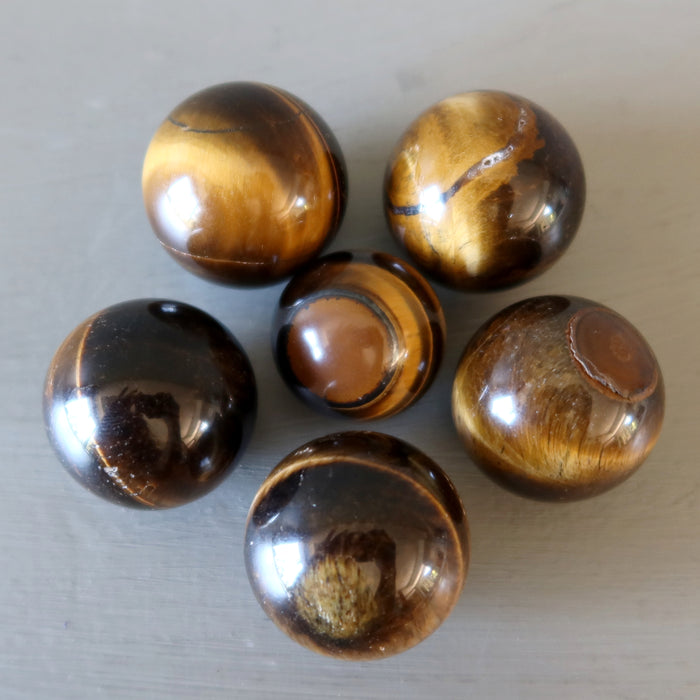 Tigers Eye Sphere Bundle of 6 Golden Brown Crystal Balls