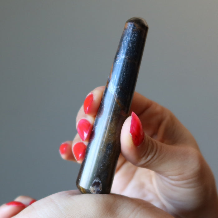 Tigers Eye Massage Wand Hematite Earth Energy Stone