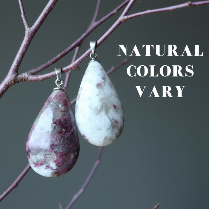 Red Tourmaline Pendant Romantic Drop Stone Silver