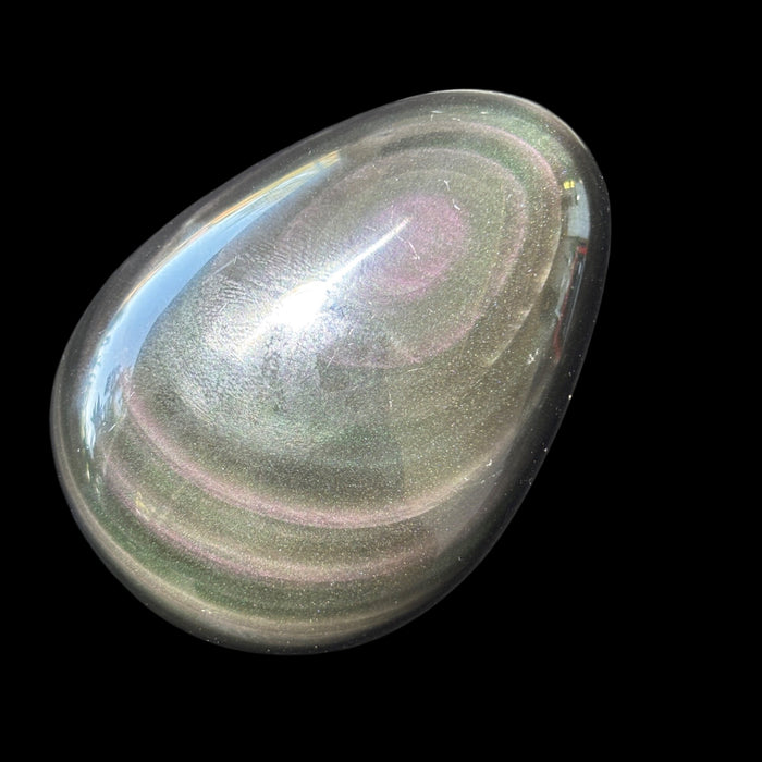Rainbow & Mahogany Obsidian Palm Stone Set Purple Red Black