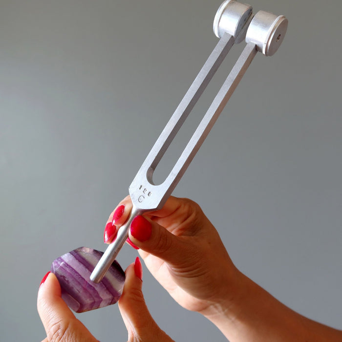 Purple Fluorite Crystal Tuning Fork Vibrational Set