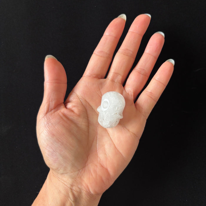 Snow Quartz Crystal Skull Bead Hand Carved Drilled Pagan Altar Supply