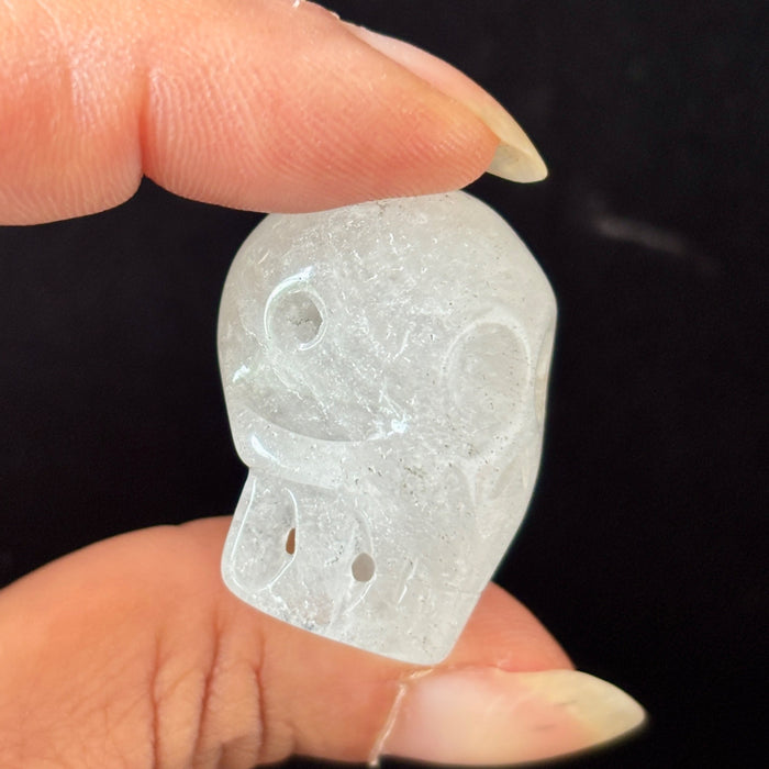 Snow Quartz Crystal Skull Bead Hand Carved Drilled Pagan Altar Supply