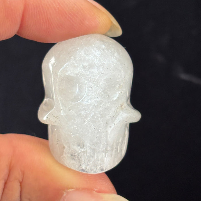 Snow Quartz Crystal Skull Bead Hand Carved Drilled Pagan Altar Supply