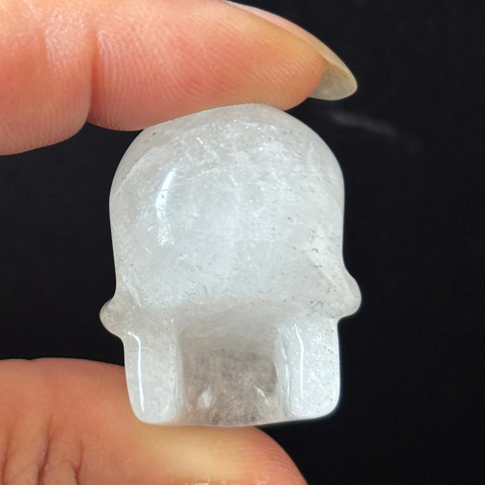 Snow Quartz Crystal Skull Bead Hand Carved Drilled Pagan Altar Supply