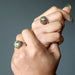 unakite sterling silver rings on hands