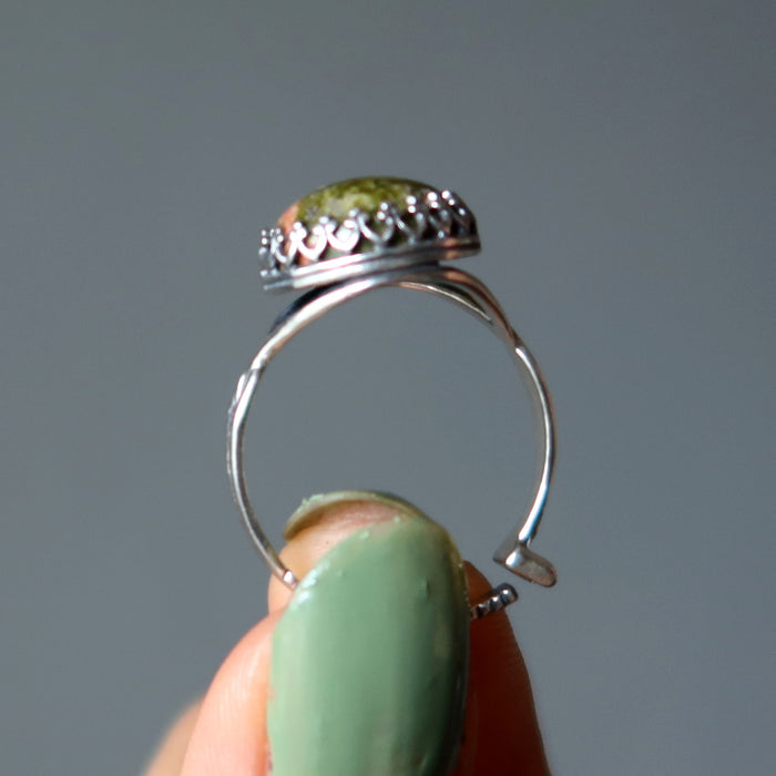 unakite sterling silver ring