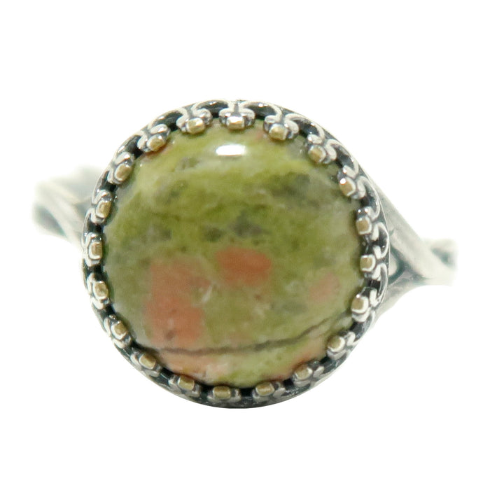 unakite sterling silver ring