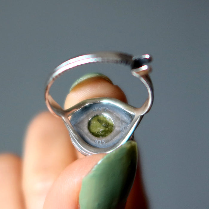 back of unakite sterling silver ring