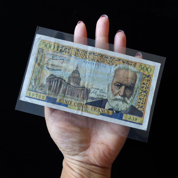 Vintage Banknote France 500 Francs 1954 French Literature Architecture Watermark