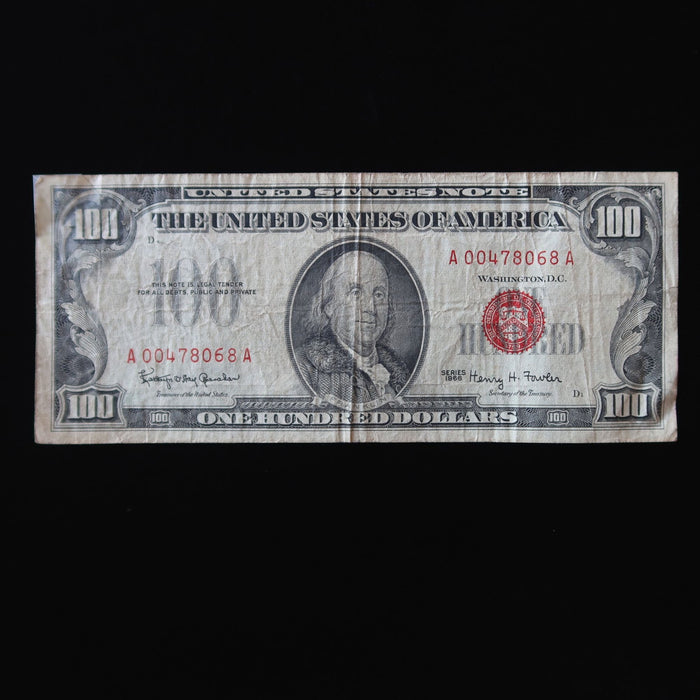 Vintage 1966 $100 Legal Tender Note Red Seal Fr. 1550 Granahan-Fowler Small Size