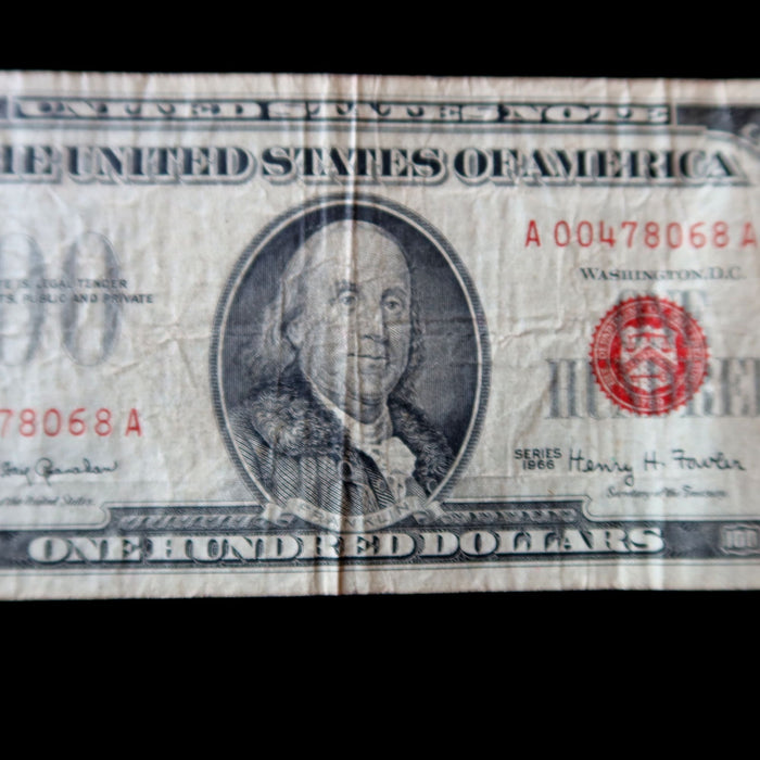 Vintage 1966 $100 Legal Tender Note Red Seal Fr. 1550 Granahan-Fowler Small Size