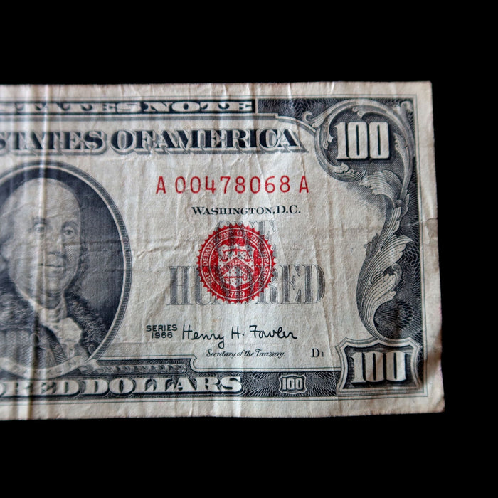 Vintage 1966 $100 Legal Tender Note Red Seal Fr. 1550 Granahan-Fowler Small Size