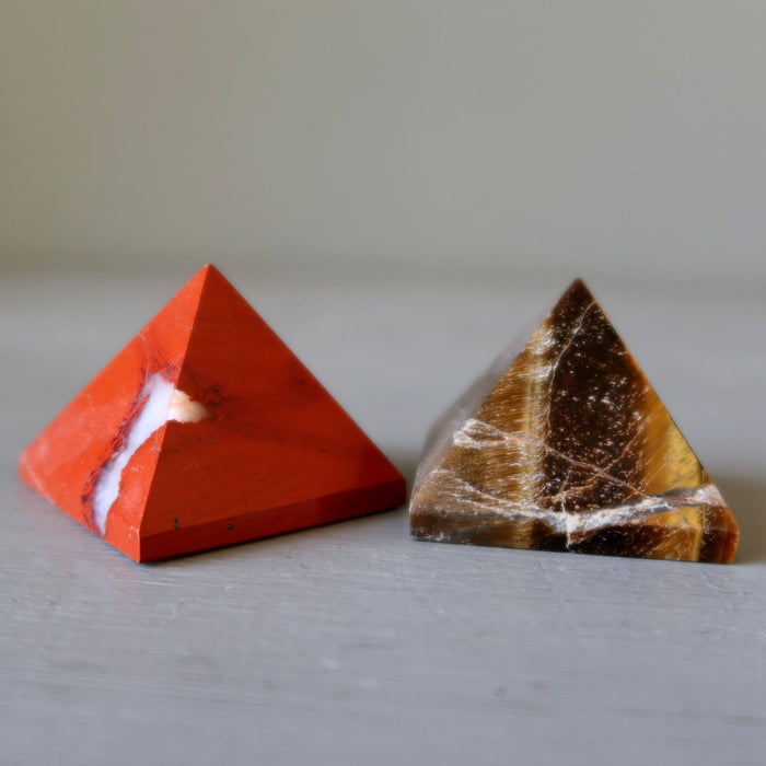 Crystal Pyramid Set Red Jasper & Golden Brown Tigers Eye
