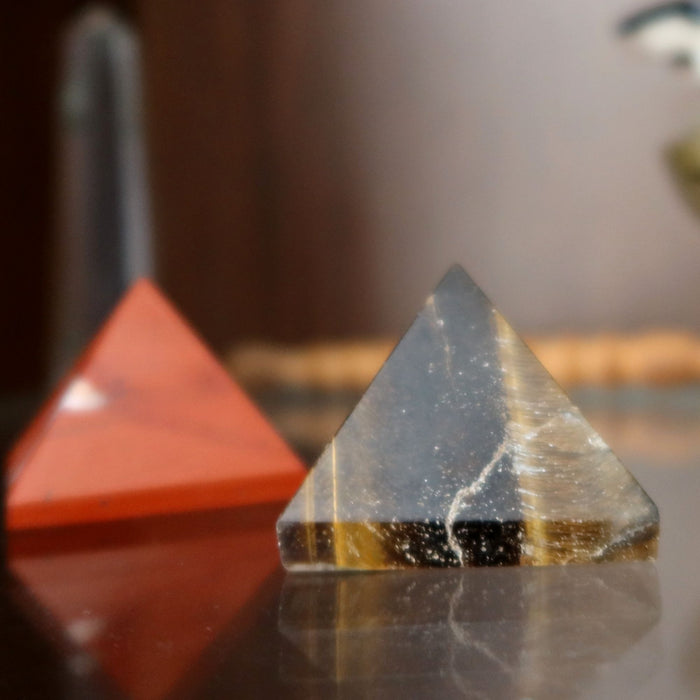 Crystal Pyramid Set Red Jasper & Golden Brown Tigers Eye