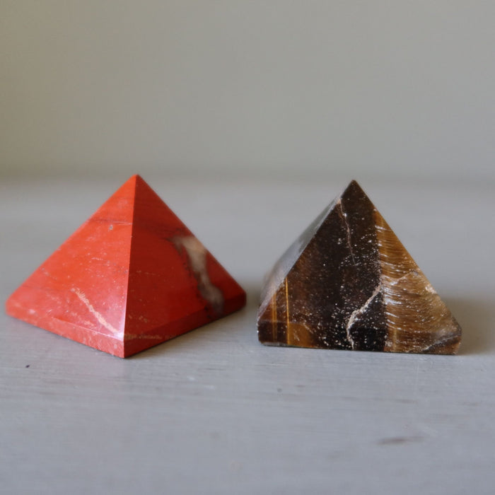 Crystal Pyramid Set Red Jasper & Golden Brown Tigers Eye