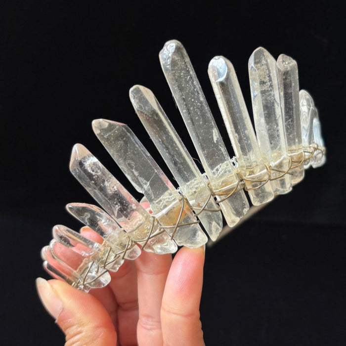 Clear Quartz Crystal Crown Tiara Boho Headband