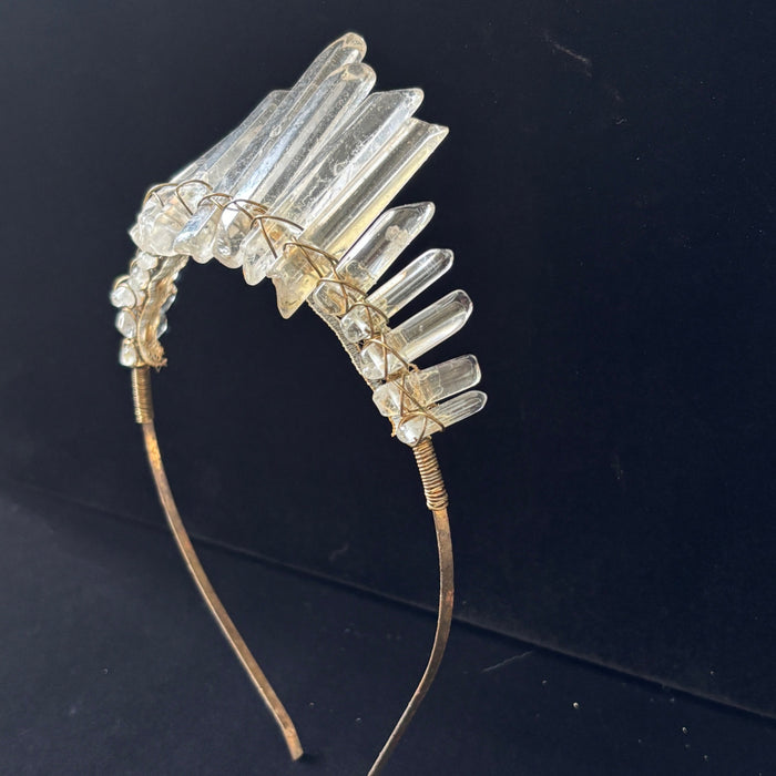 Clear Quartz Crystal Crown Tiara Boho Headband