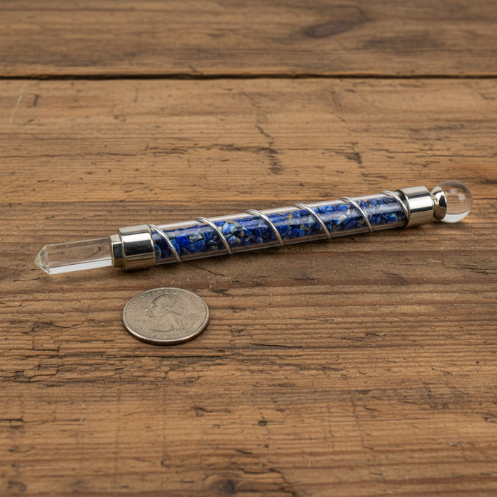 Lapis Wand Glass Clear Quartz Blue Gemstone