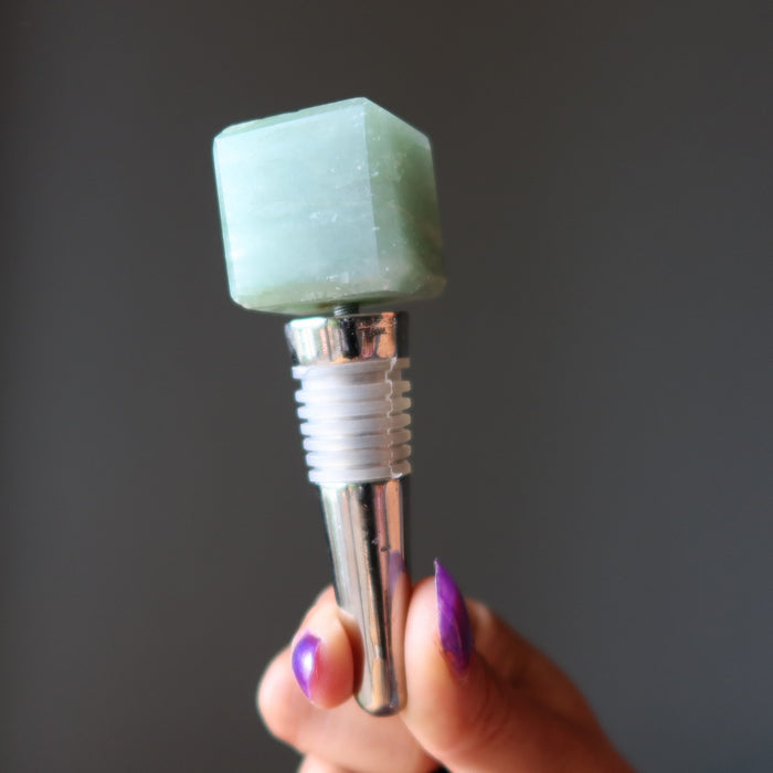 green aventurine block wine stopper